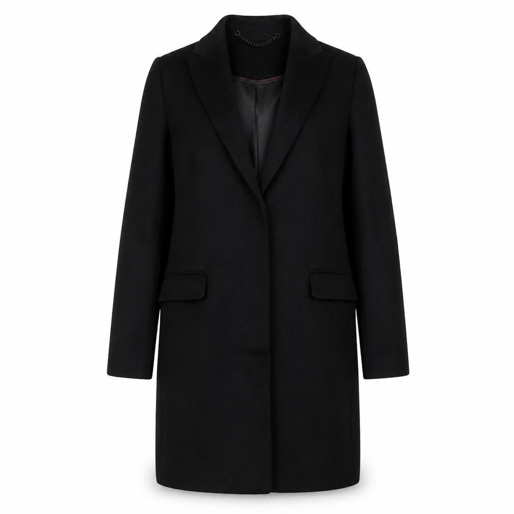 Jack Wills Womens Black Wool Blend Overcoat UK 8 Lined Single-Breasted