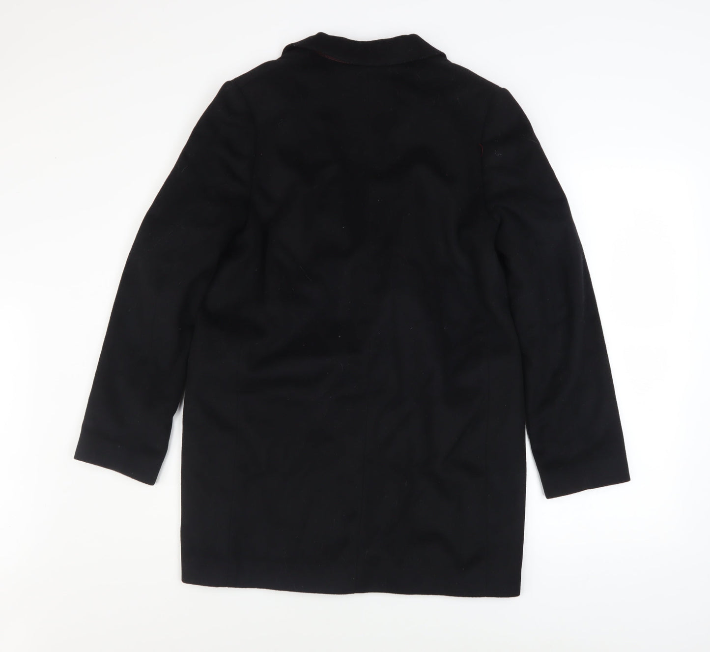 Jack Wills Womens Black Wool Blend Overcoat UK 8 Lined Single-Breasted