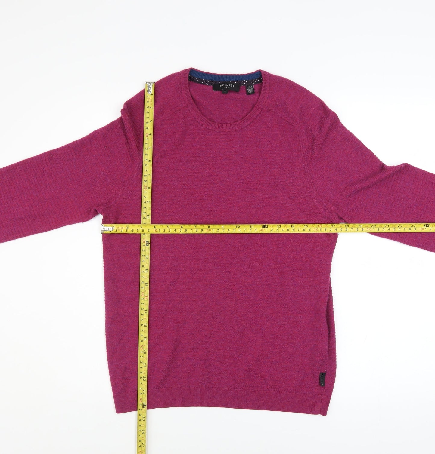 Ted Baker Men's Purple Wool Crew Neck Jumper Size M