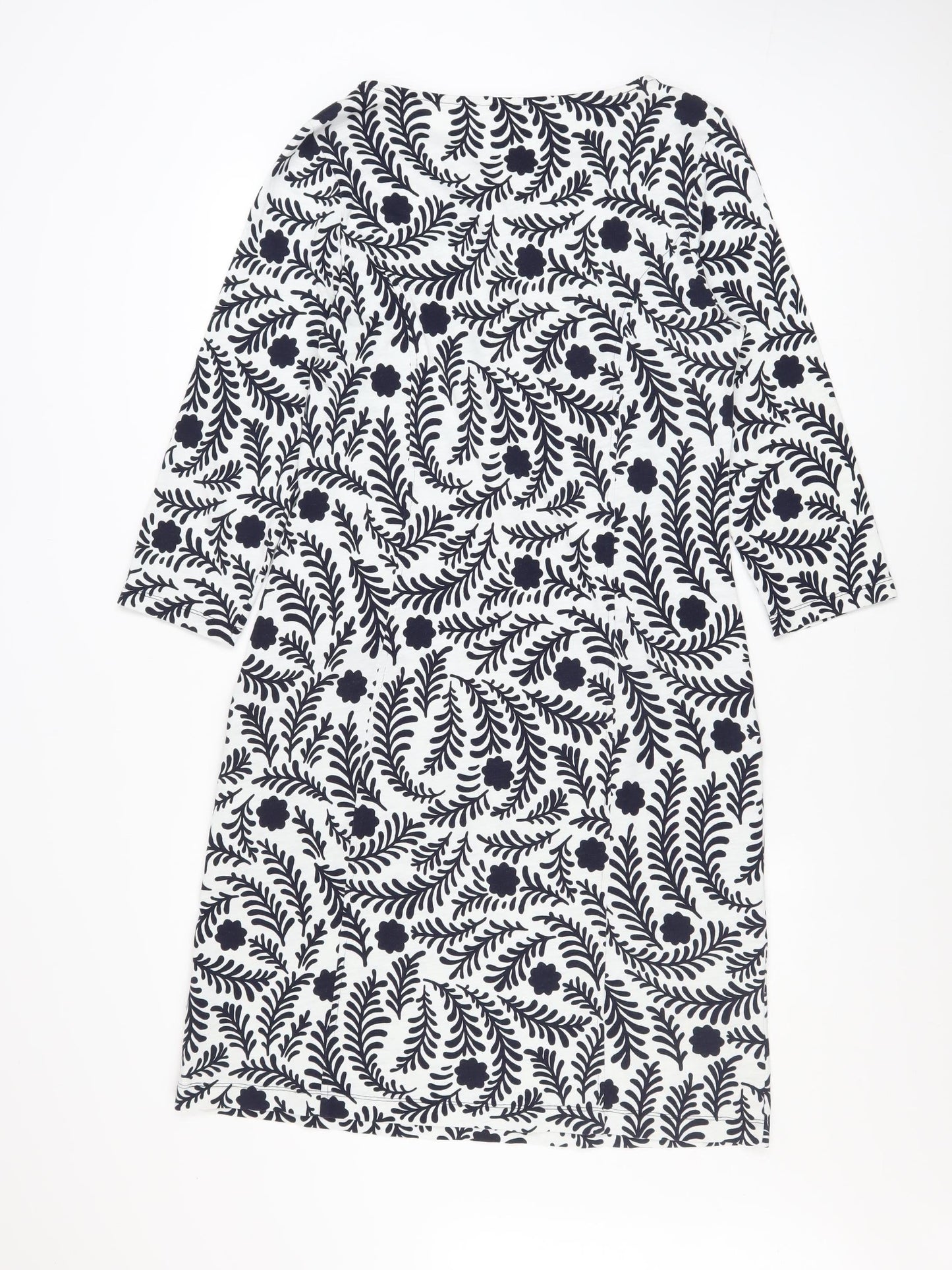 Boden Women’s White Floral Cotton Shift Dress Size 12 Knee Length