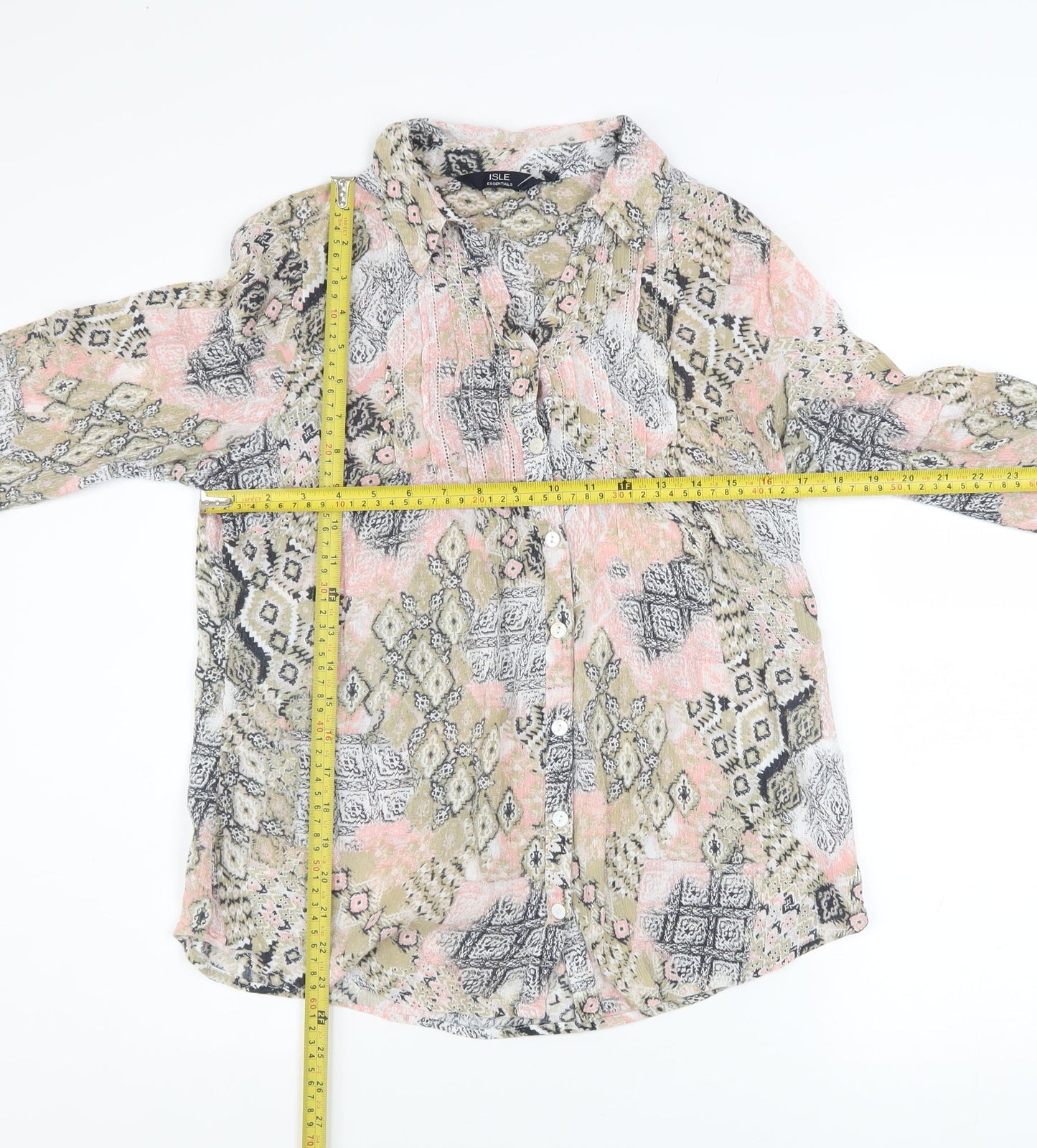 ISLE Essentials Women's Multicoloured Cotton Button-Up Shirt Size 12