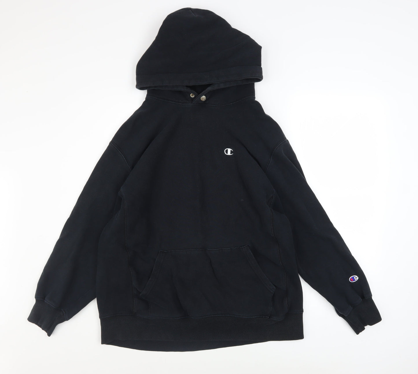 Champion Men's Black Pullover Hoodie Medium Embroidered Logo