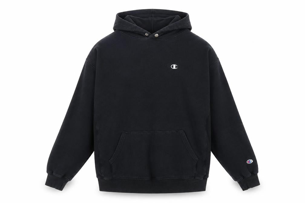 Champion Men's Black Pullover Hoodie Medium Embroidered Logo