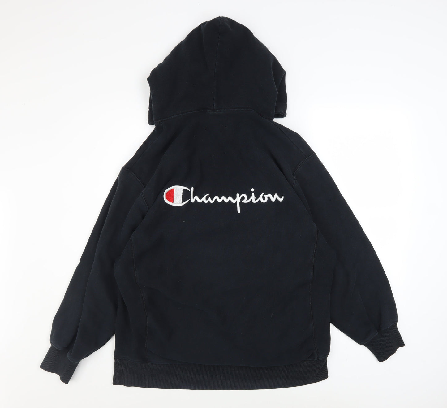 Champion Men's Black Pullover Hoodie Medium Embroidered Logo