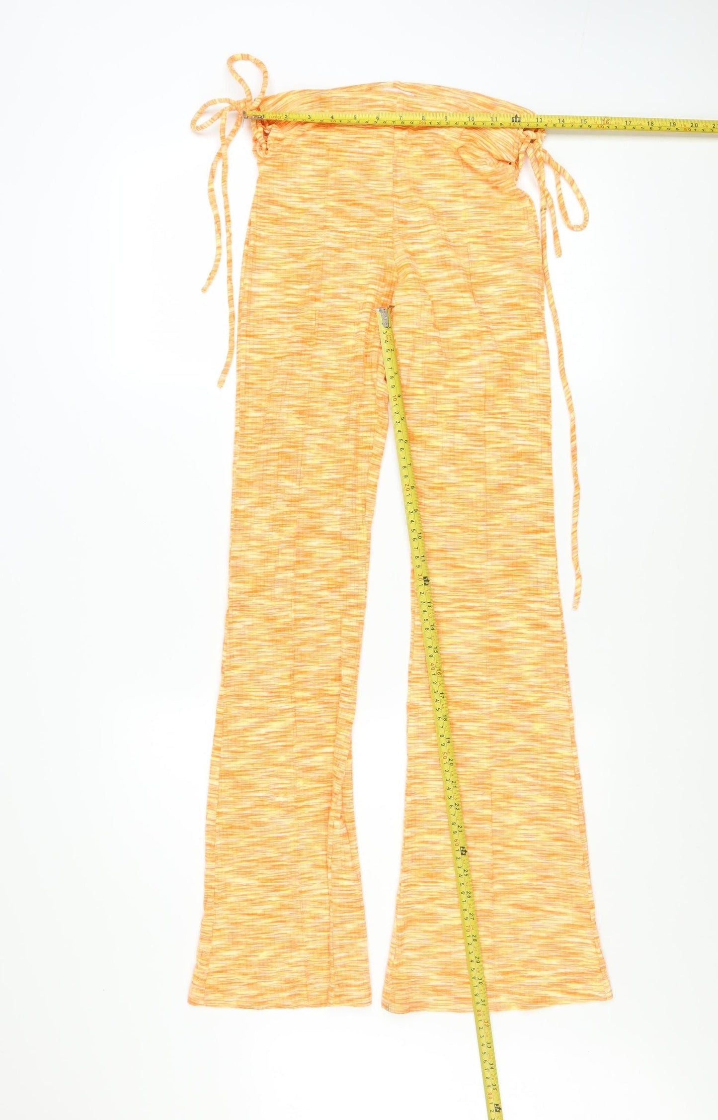 Bershka Womens Orange Flared Jersey Trousers Size 8