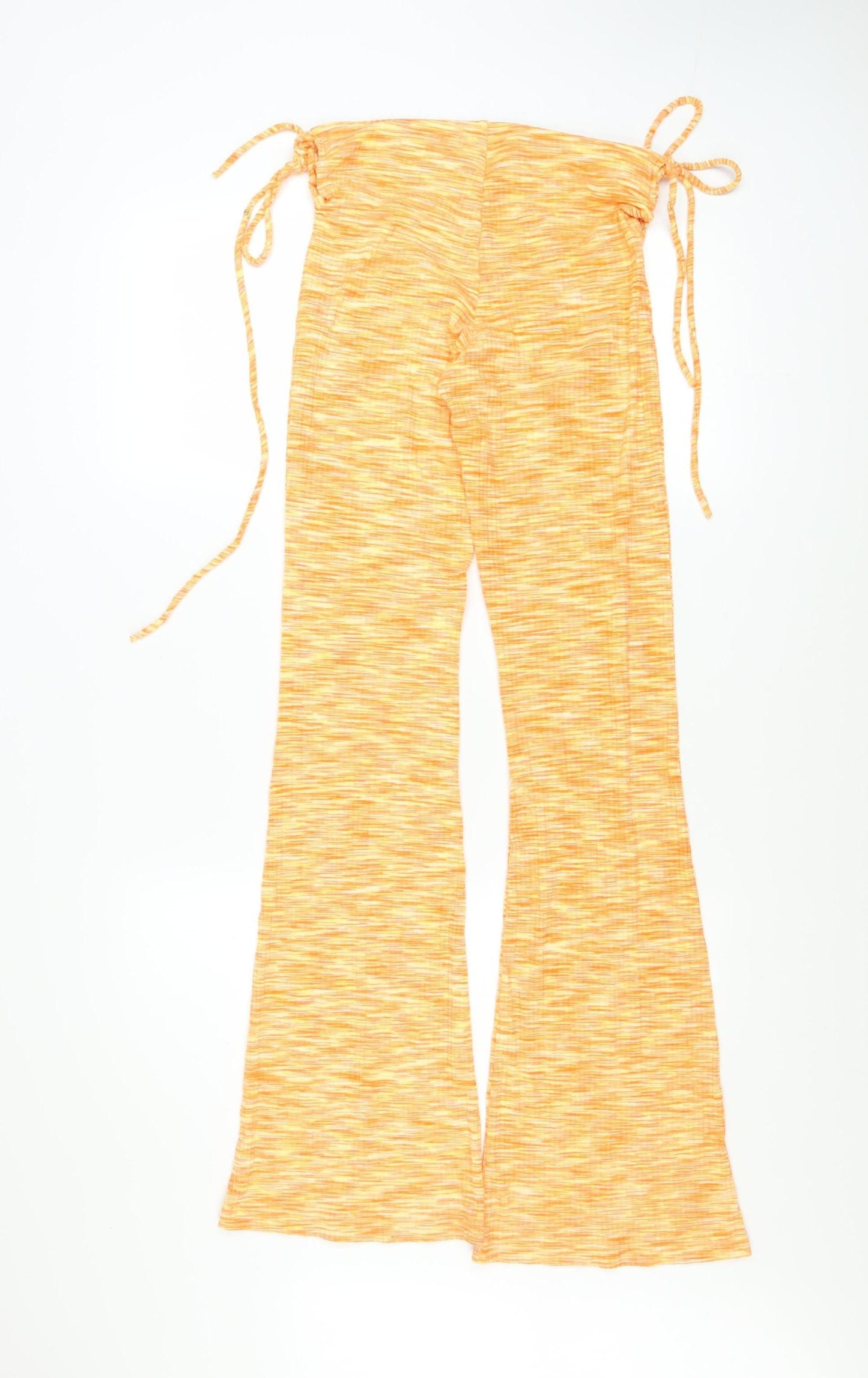 Bershka Womens Orange Flared Jersey Trousers Size 8