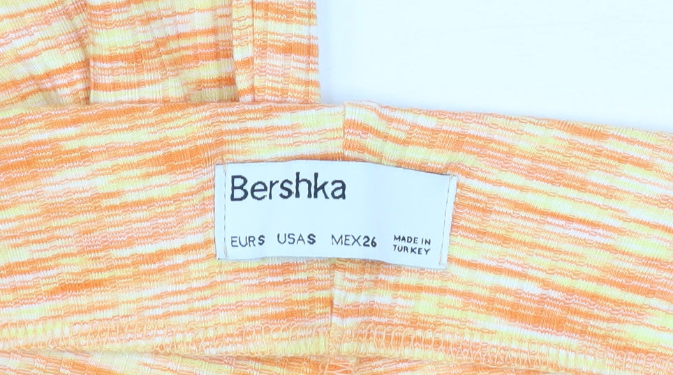 Bershka Womens Orange Flared Jersey Trousers Size 8
