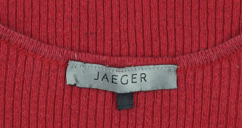 Jaeger Women Red Knit Cotton Blend Sleeveless Tank Top M