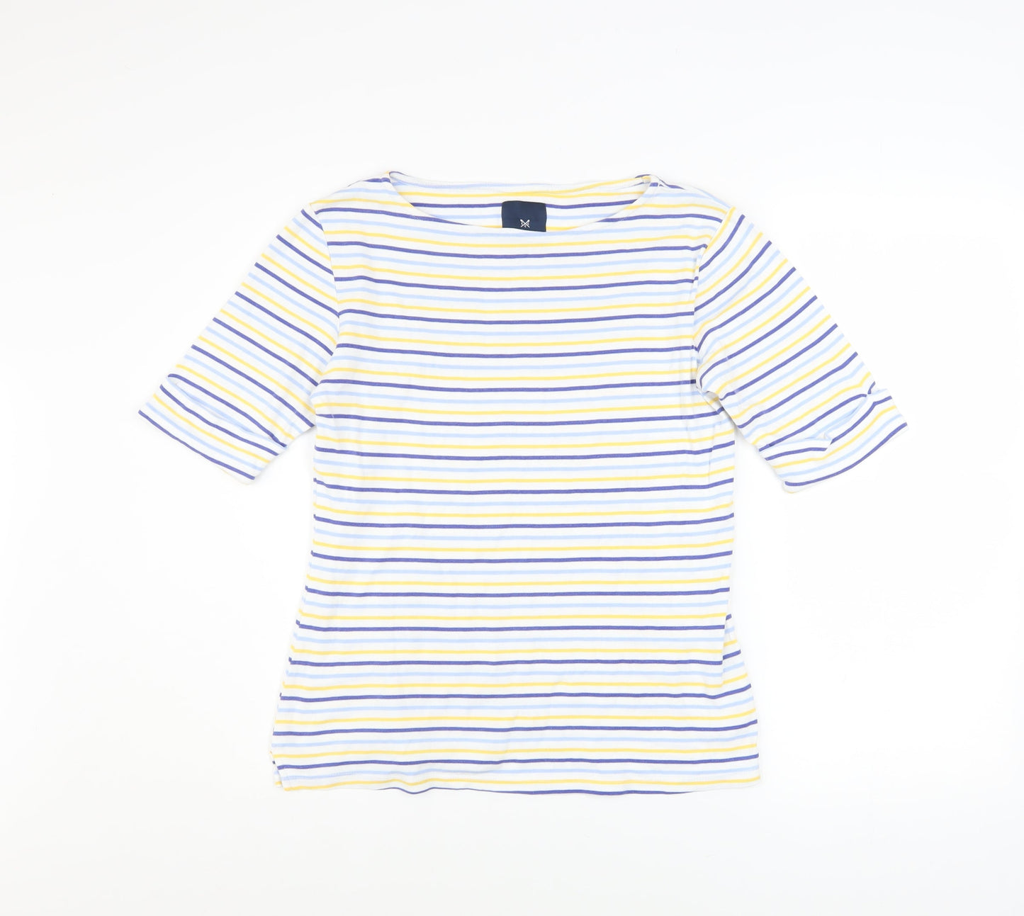 Crew Clothing Women’s Multicoloured Stripe Cotton Boat Neck T-Shirt Size 10