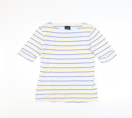 Crew Clothing Women’s Multicoloured Stripe Cotton Boat Neck T-Shirt Size 10