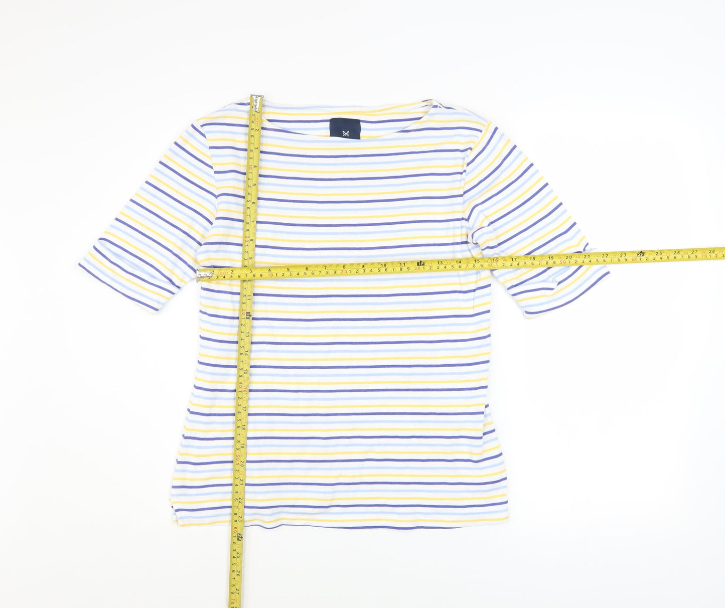 Crew Clothing Women’s Multicoloured Stripe Cotton Boat Neck T-Shirt Size 10