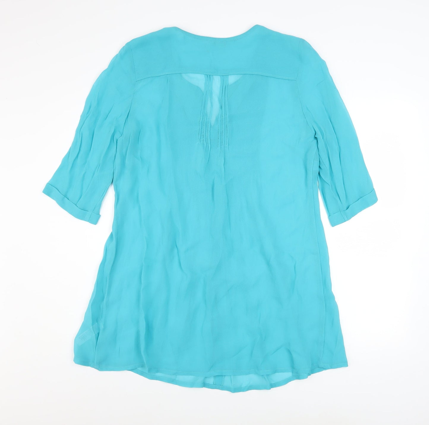 Monsoon Women Blue Beaded Viscose Tunic Blouse Size 14