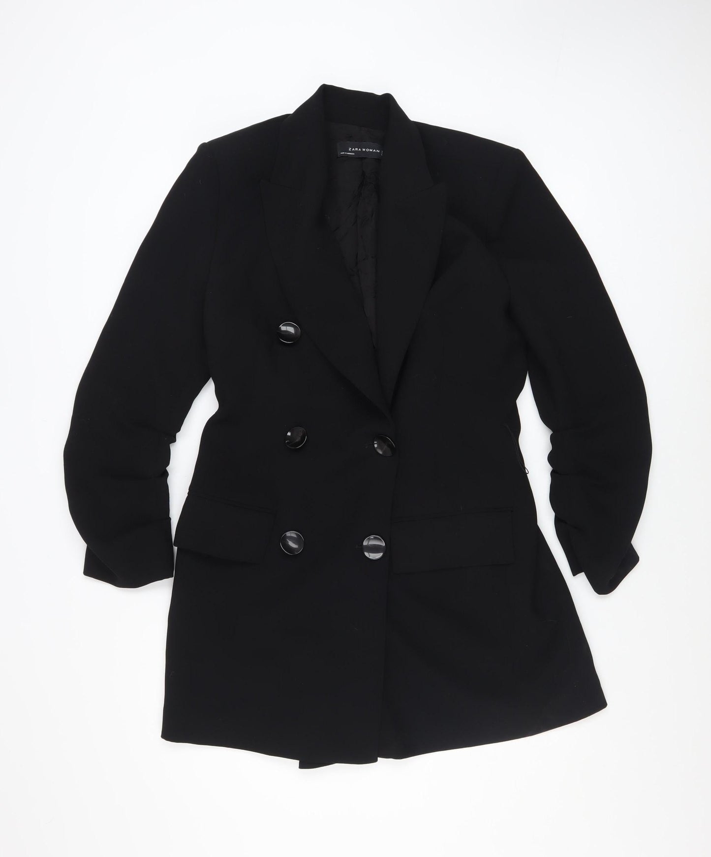 Zara Woman Black Double-Breasted Blazer Jacket Size M