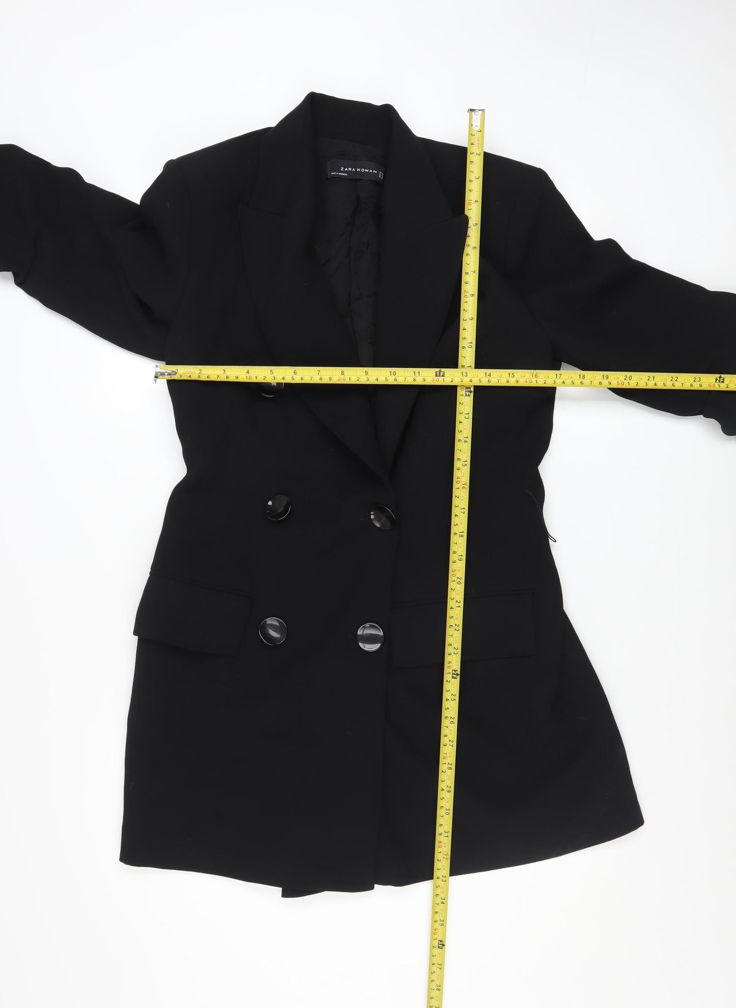 Zara Woman Black Double-Breasted Blazer Jacket Size M