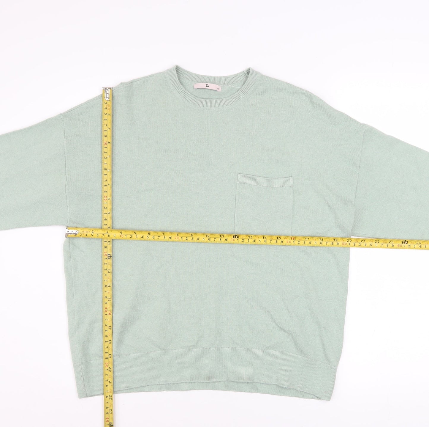 Tu Women’s Green Long Sleeve Crew Neck Relaxed Fit Jumper Size 14