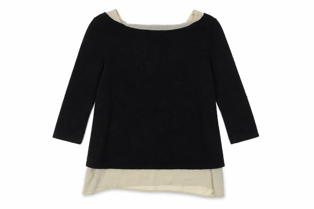 Green Envelope Women’s Black Boat Neck 3/4 Sleeve Pullover Jumper Size L