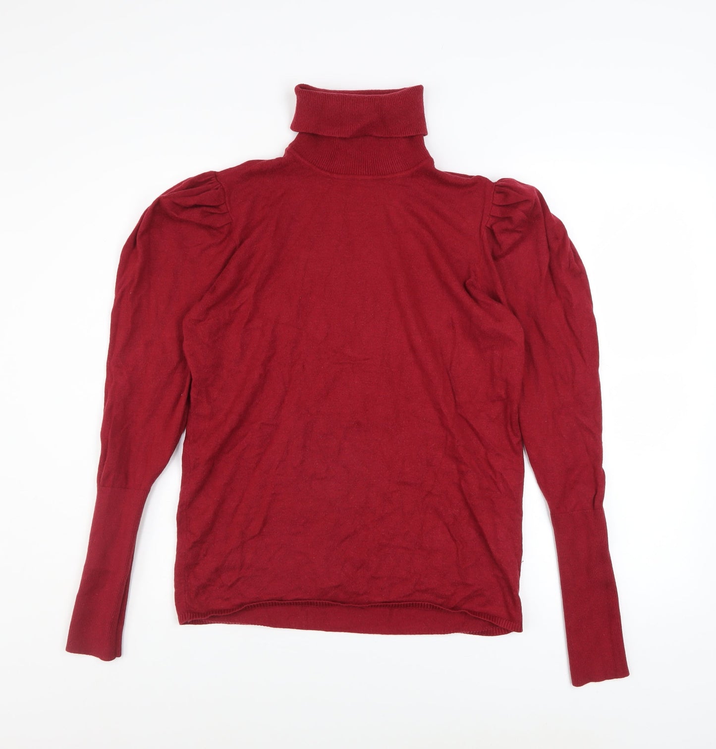Piazza Italia Women Red Roll Neck Puff Sleeve Knit Jumper XL