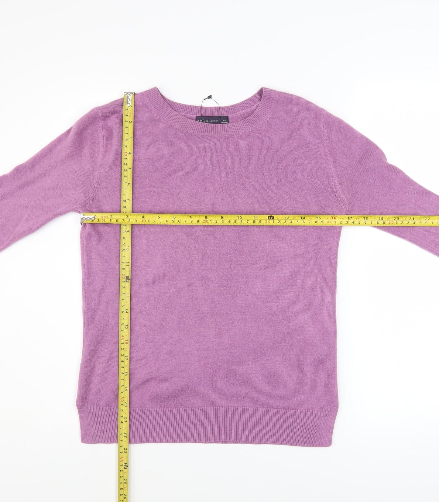 Marks & Spencer Women’s Purple Acrylic Crew Neck Jumper Size 8