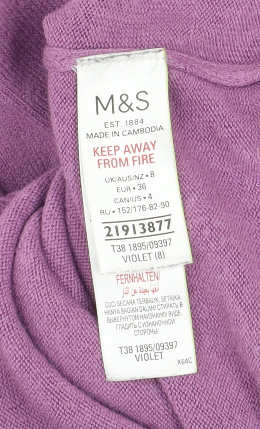 Marks & Spencer Women’s Purple Acrylic Crew Neck Jumper Size 8