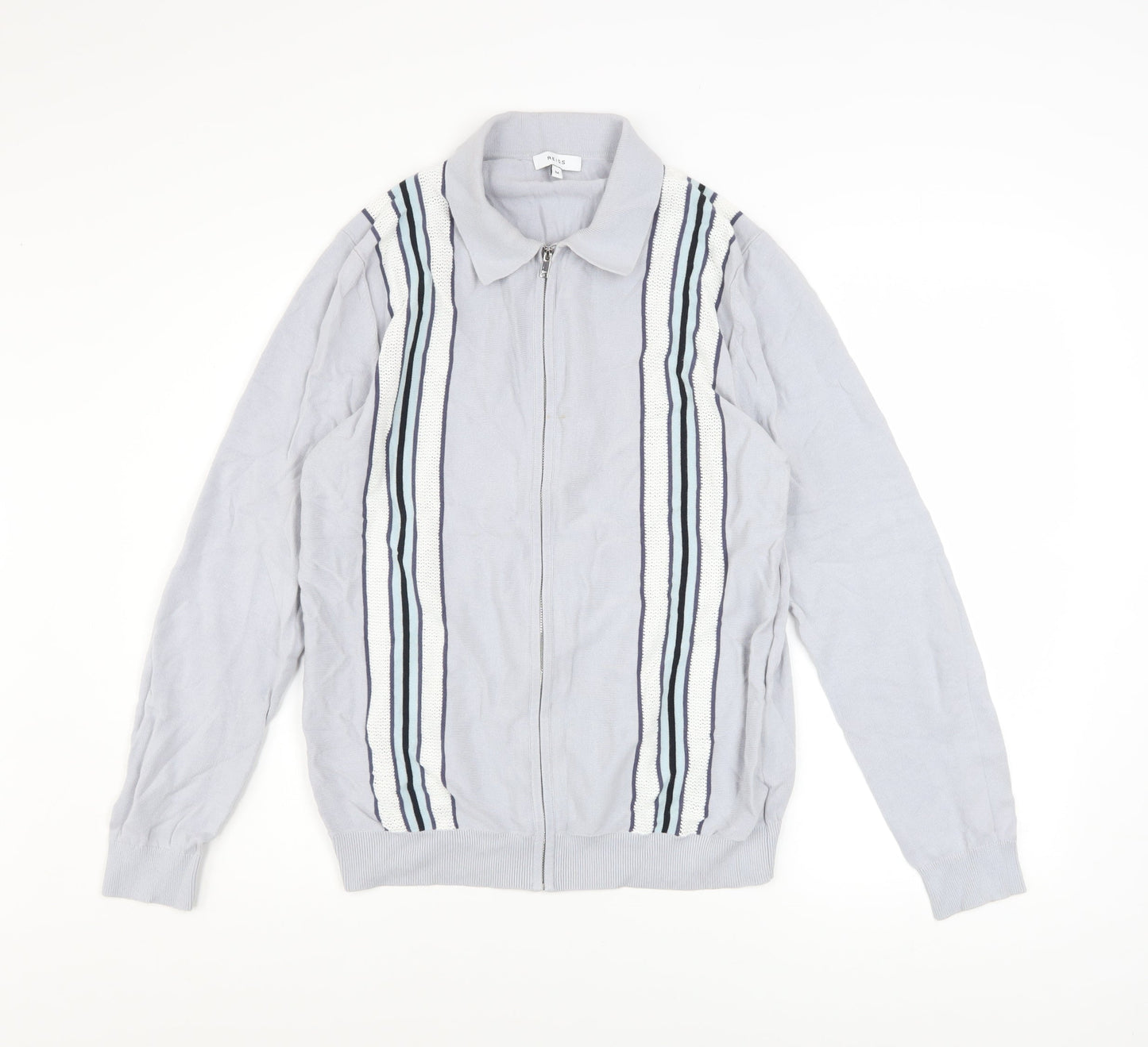 Reiss Men's Grey Cotton Zip-Up Track Jacket Size M