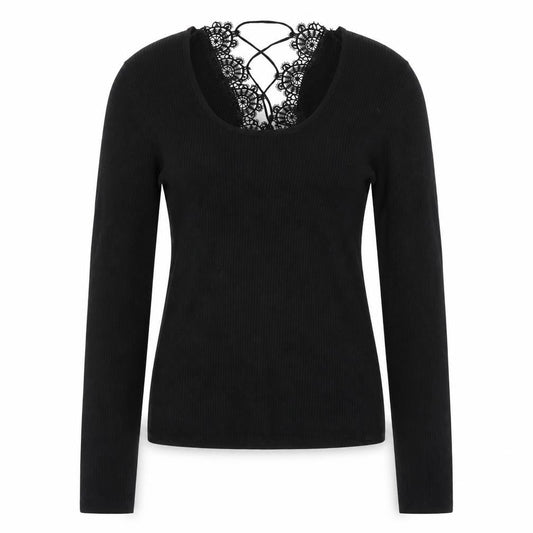 Urban Outfitters Women’s Black Lace V-Neck Slim Fit Pullover Jumper L