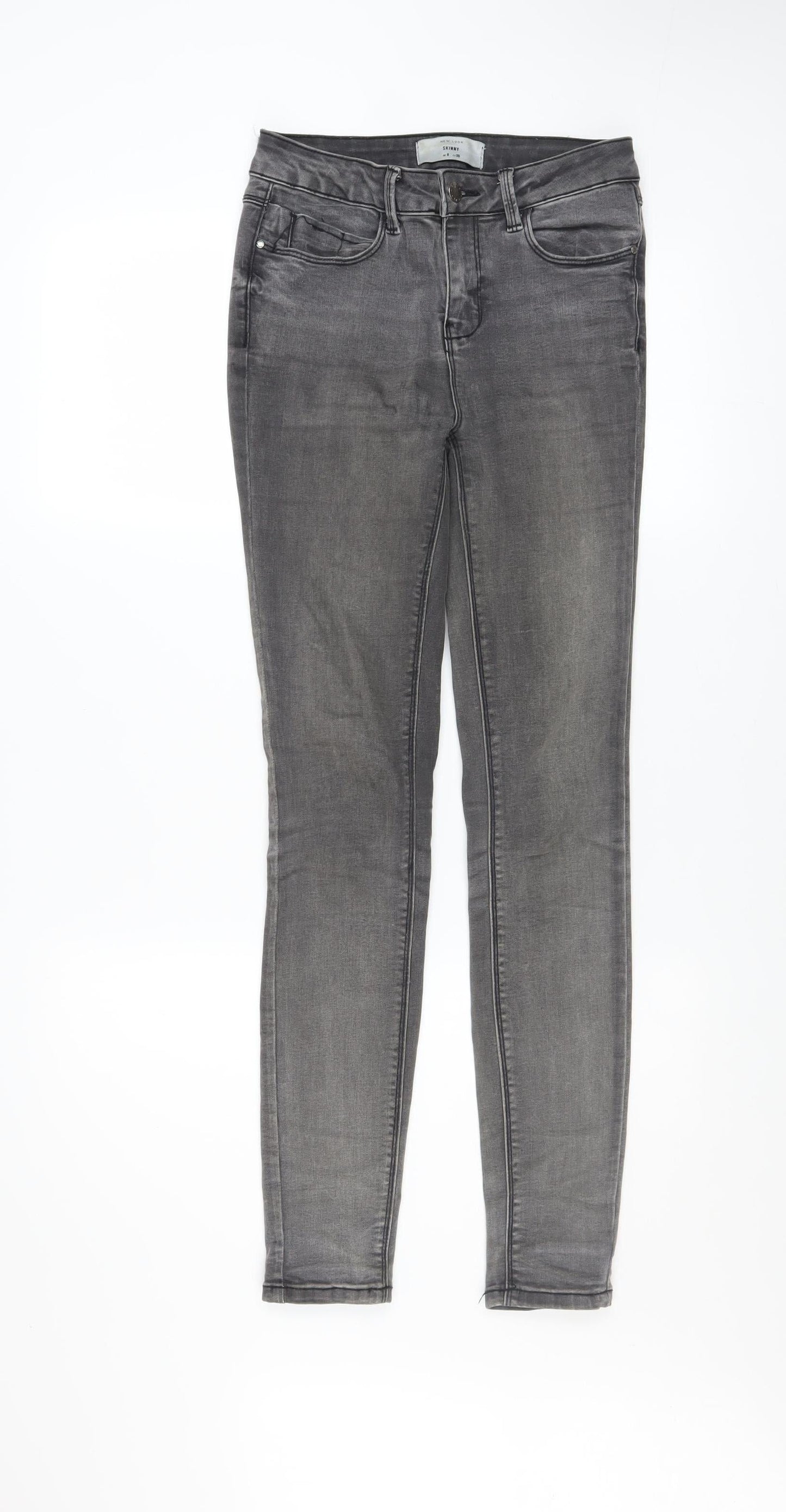 New Look Women Grey Skinny Jeans Size 8 Stretch Denim