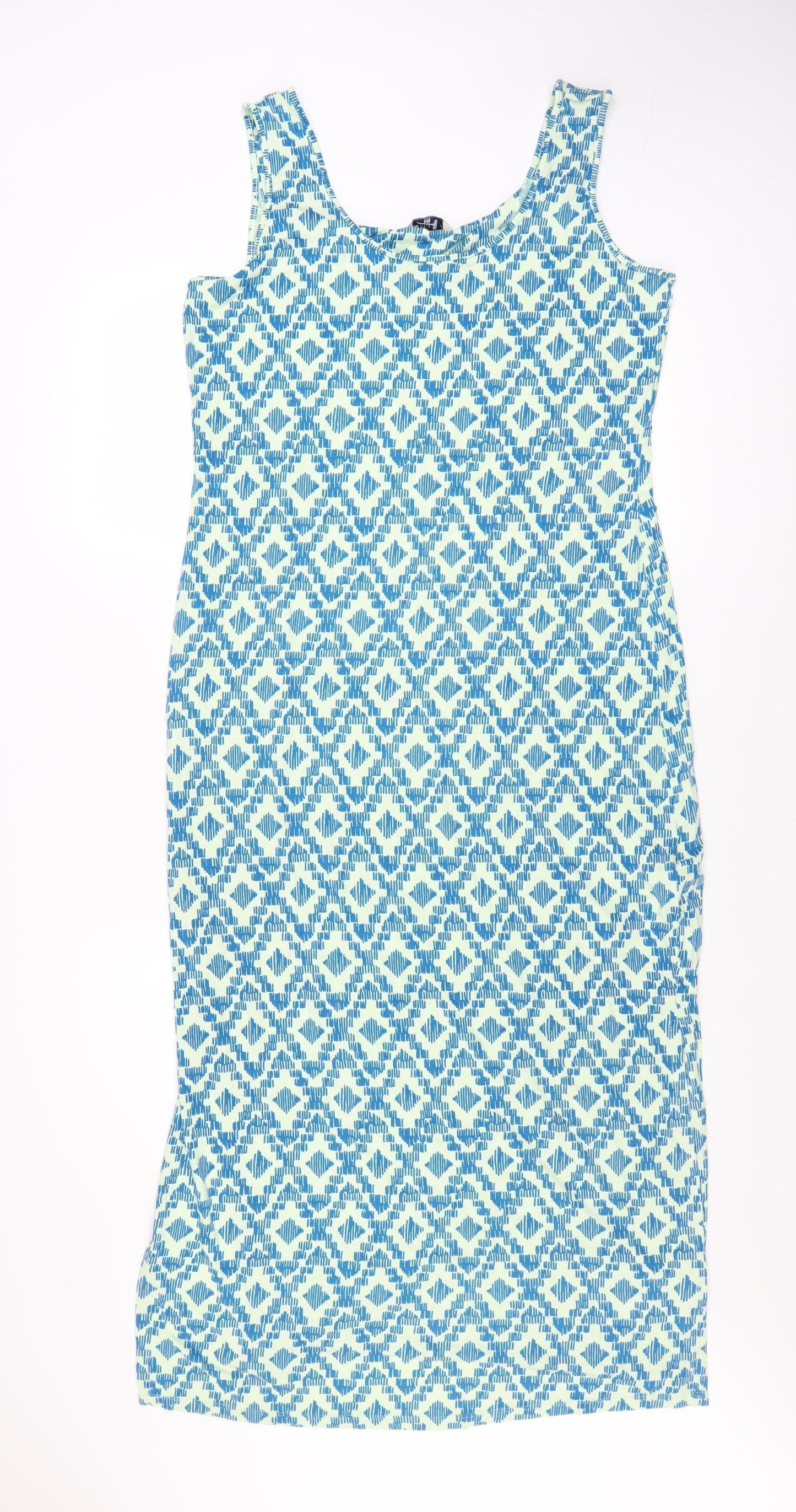 Marks and Spencer Women Blue Geometric Bodycon Dress Size 12 Petite