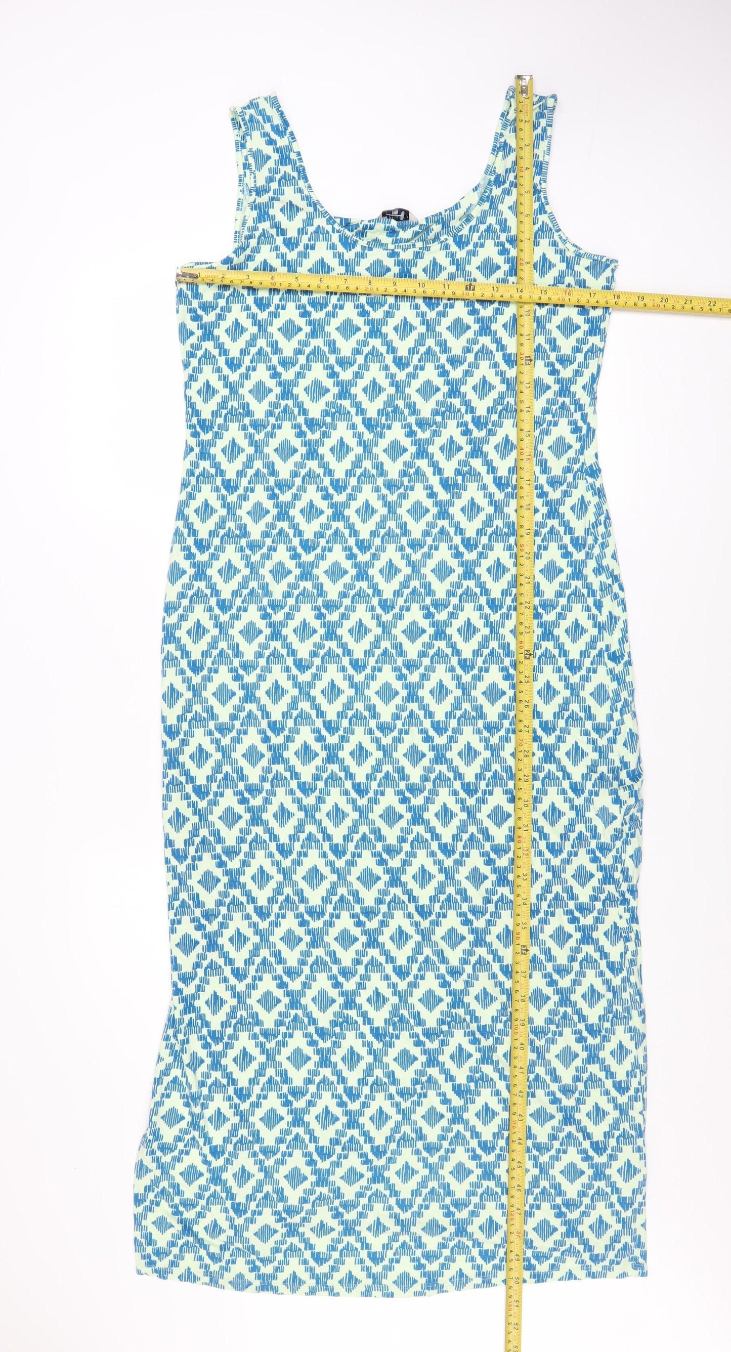Marks and Spencer Women Blue Geometric Bodycon Dress Size 12 Petite