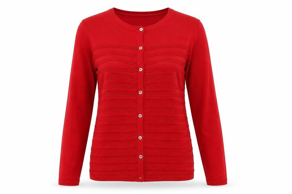 Bonmarché Women’s Red Button-Up Knit Cardigan Size S