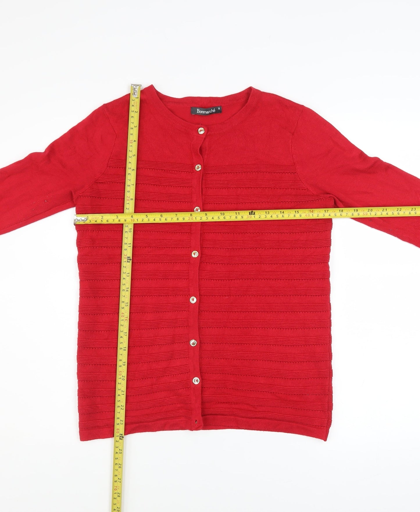 Bonmarché Women’s Red Button-Up Knit Cardigan Size S