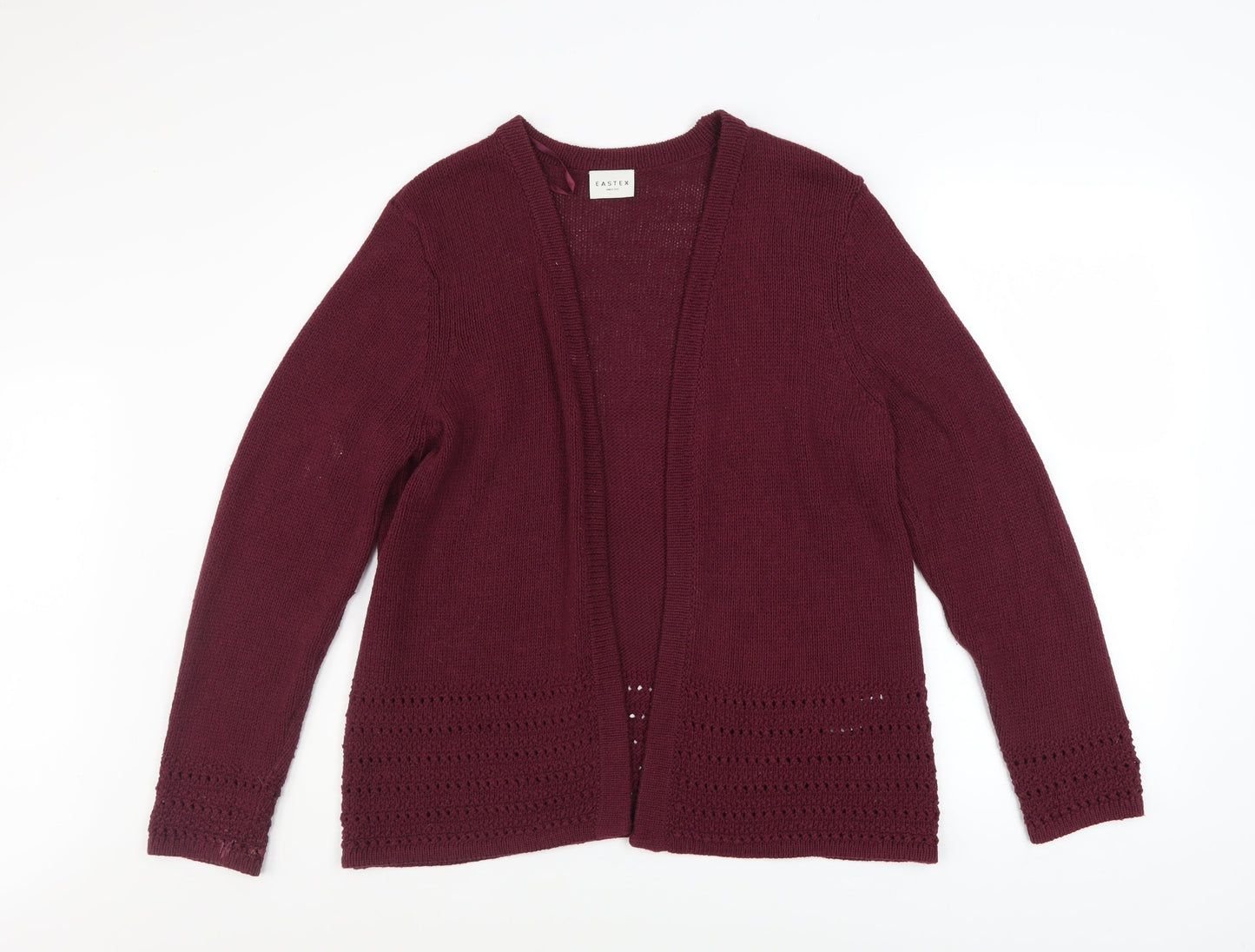 Eastex Women's Red Size 14 Open Knit Long Sleeve Cardigan