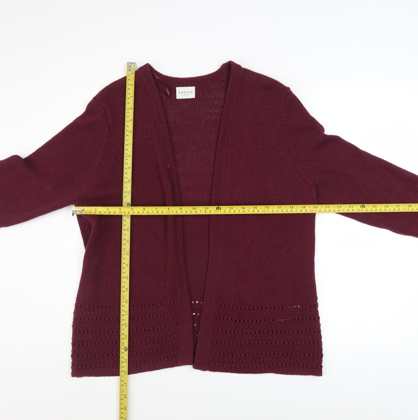 Eastex Women's Red Size 14 Open Knit Long Sleeve Cardigan