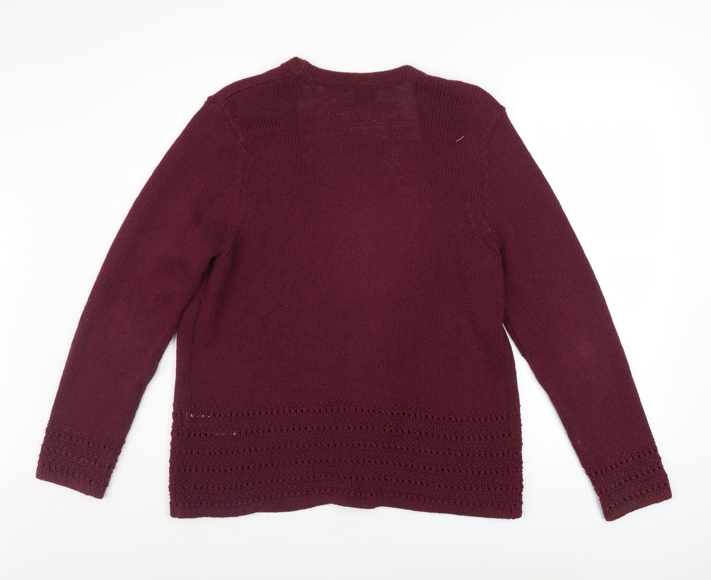 Eastex Women's Red Size 14 Open Knit Long Sleeve Cardigan