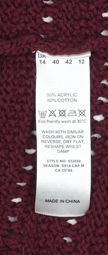 Eastex Women's Red Size 14 Open Knit Long Sleeve Cardigan