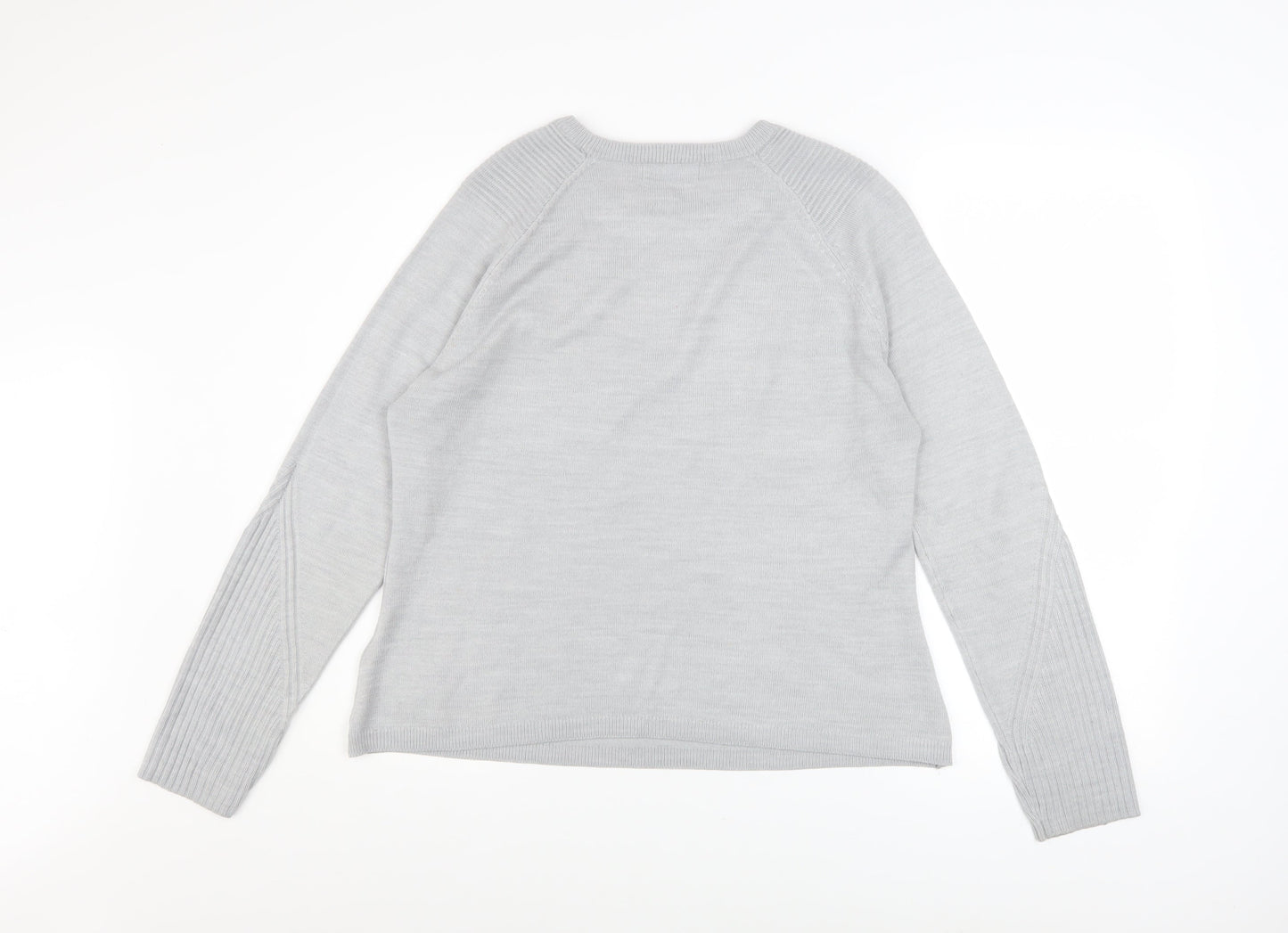 Marks and Spencer Women Grey Size 12 Crew Neck Knit Jumper