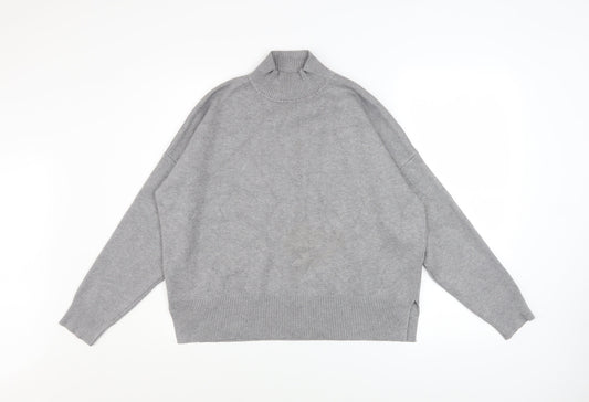 New Look Womens Grey Mock Neck Relaxed Fit Knit Jumper Size M