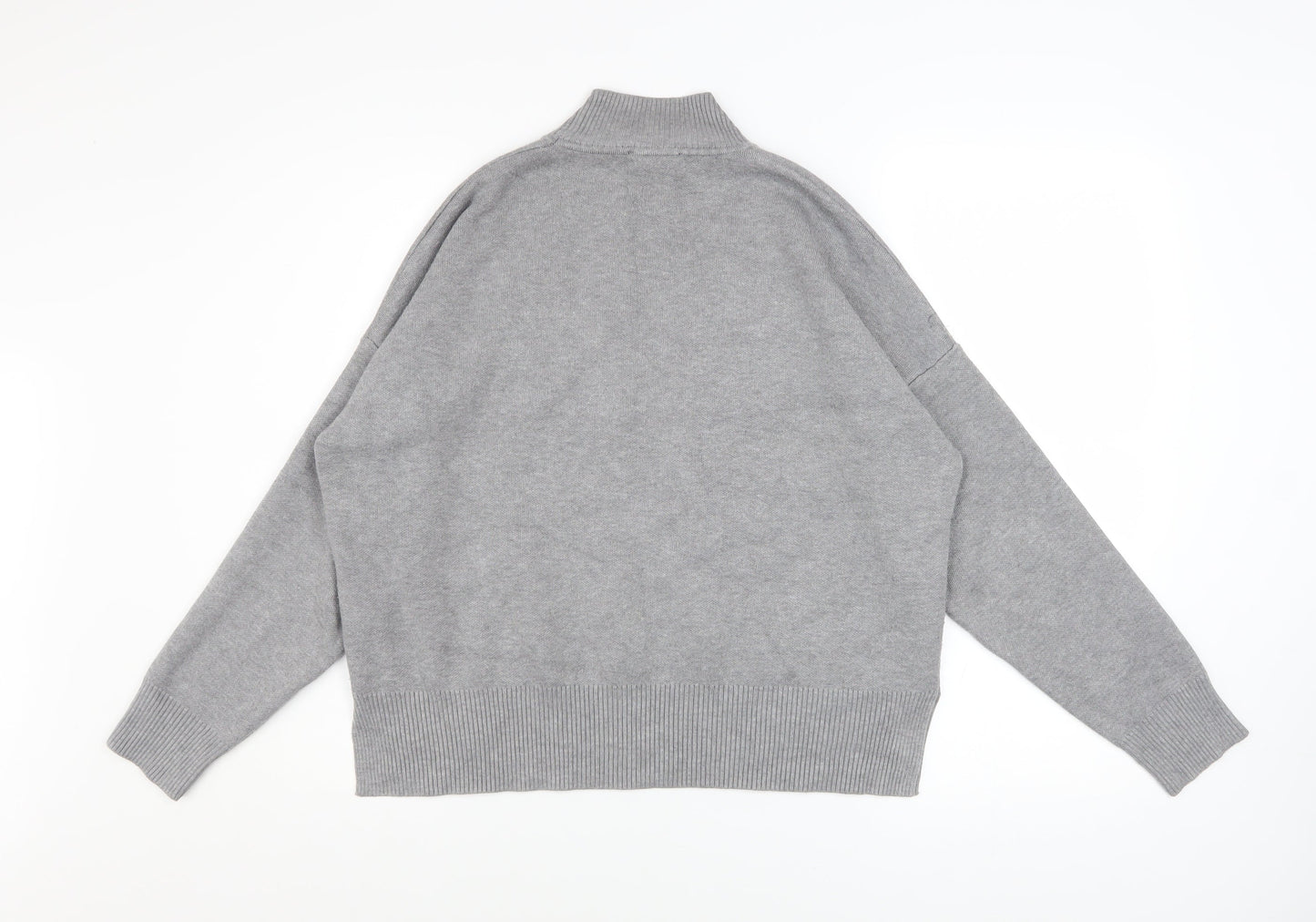 New Look Womens Grey Mock Neck Relaxed Fit Knit Jumper Size M