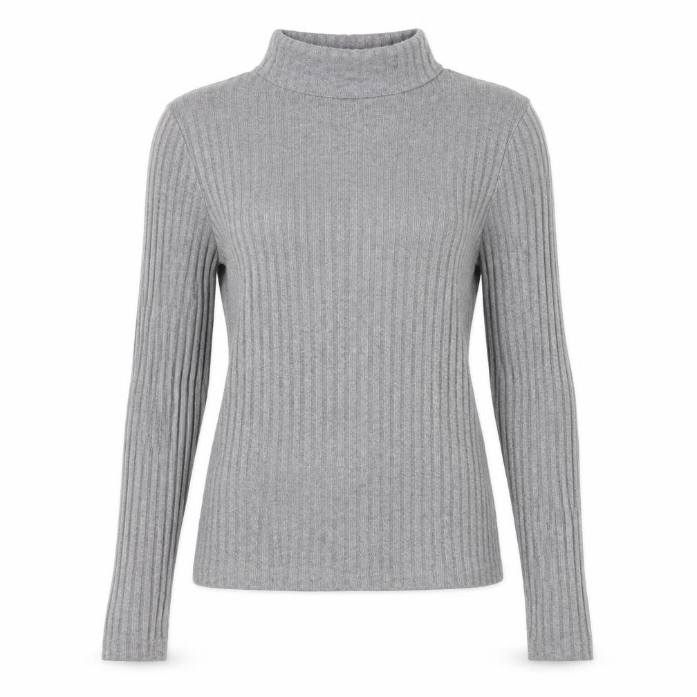 Topshop Women Grey Mock Neck Ribbed Slim Fit Jumper Size 6