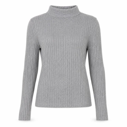 Topshop Women Grey Mock Neck Ribbed Slim Fit Jumper Size 6