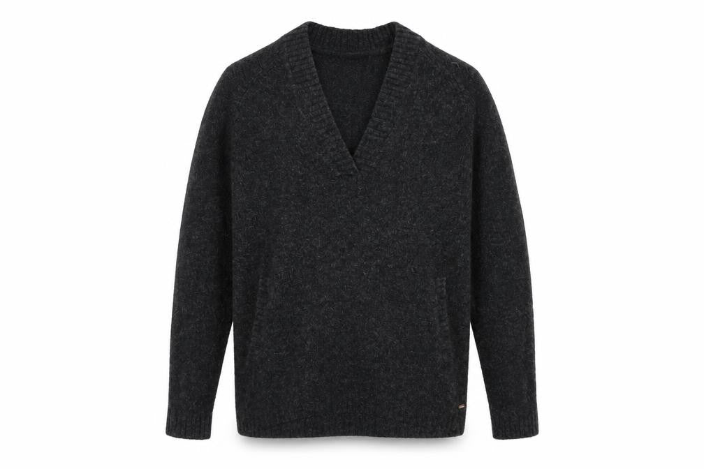 L.O.G.G. Womens Grey V-Neck Wool Blend Pullover Jumper Size S