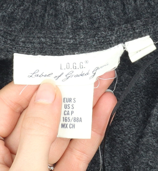 L.O.G.G. Womens Grey V-Neck Wool Blend Pullover Jumper Size S