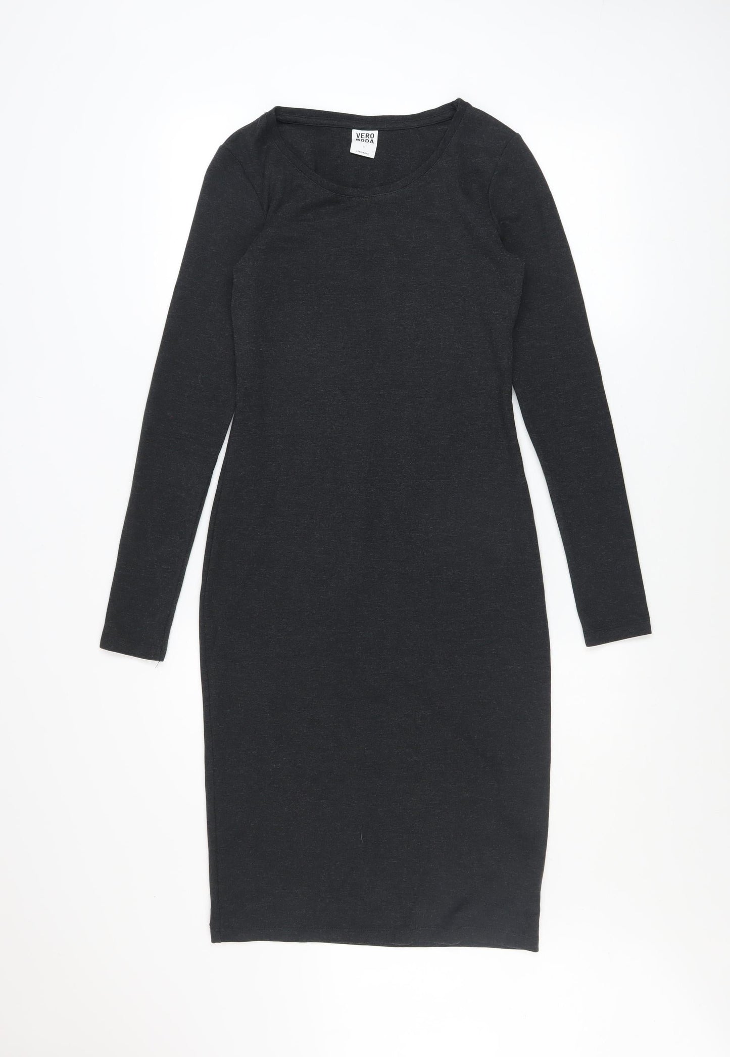 Vero Moda Women Black Bodycon Jersey Dress Size S Long Sleeve