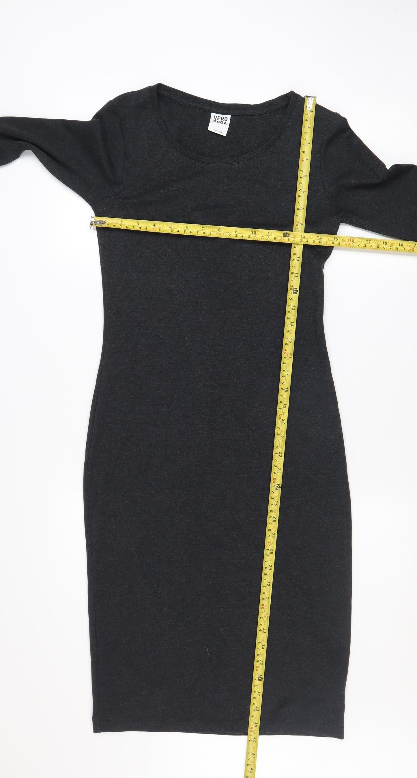 Vero Moda Women Black Bodycon Jersey Dress Size S Long Sleeve