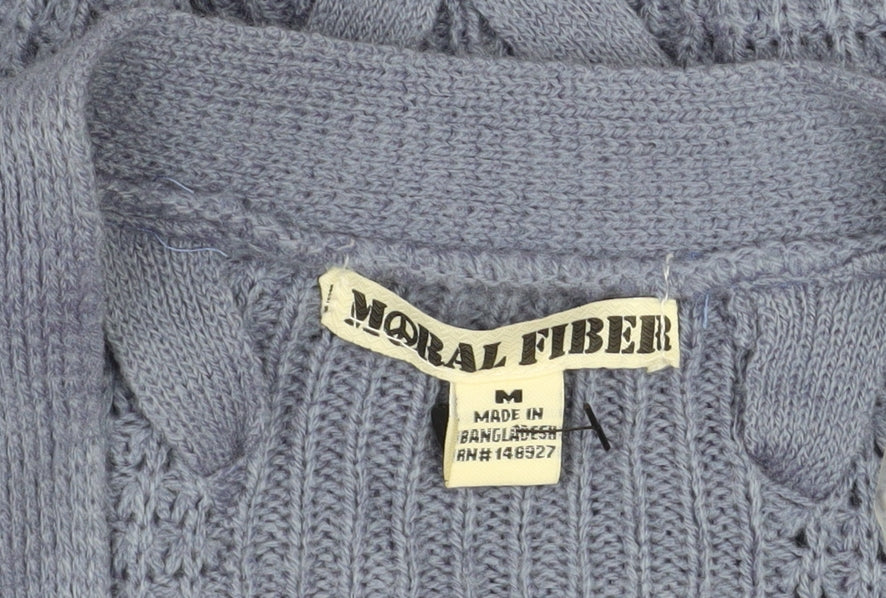 Moral Fiber Women's Blue Waffle Knit Open Cardigan Size M