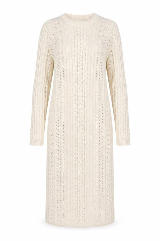 Apricot Womens Beige Cable Knit Jumper Dress UK 8 Long Sleeve