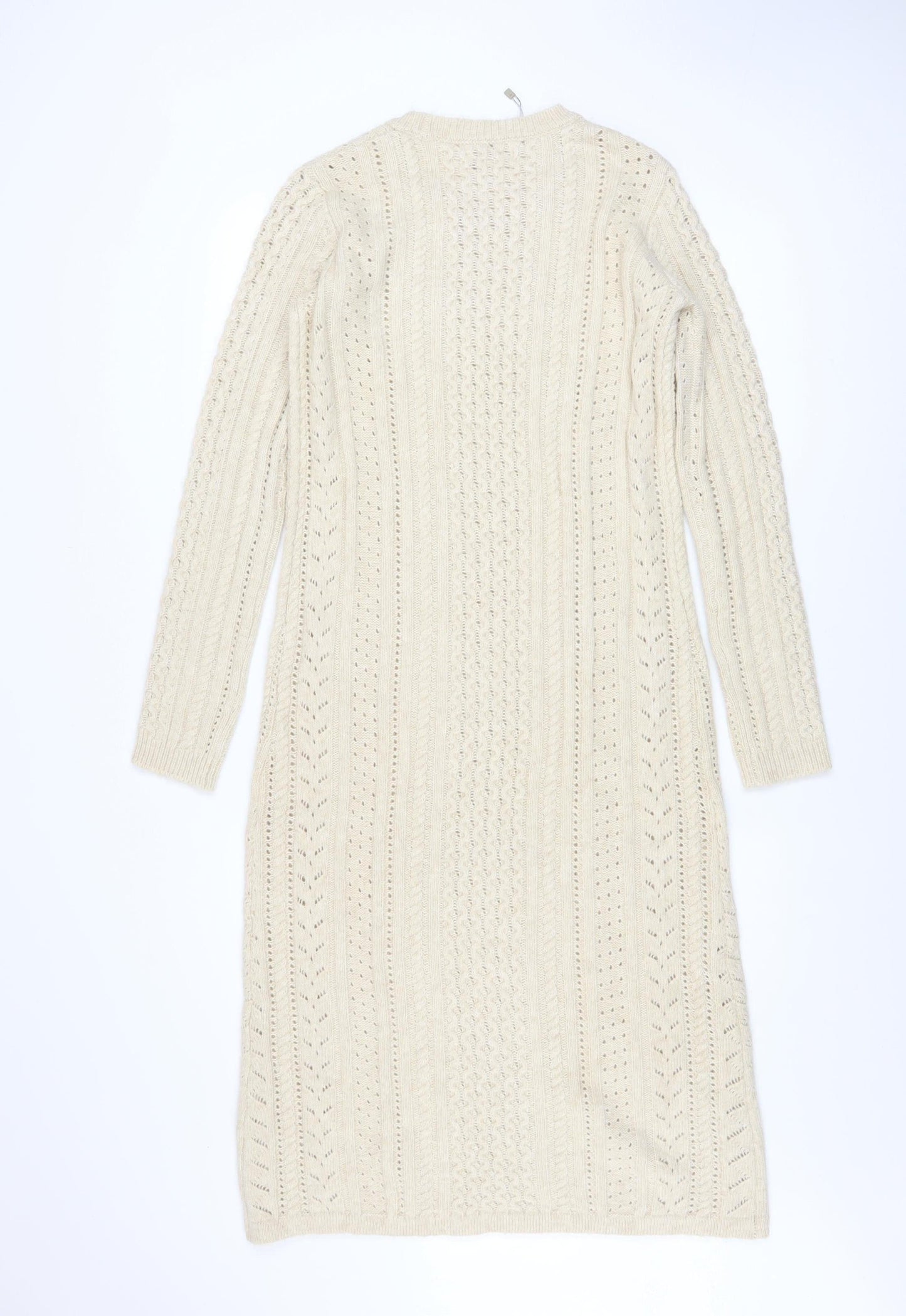 Apricot Womens Beige Cable Knit Jumper Dress UK 8 Long Sleeve