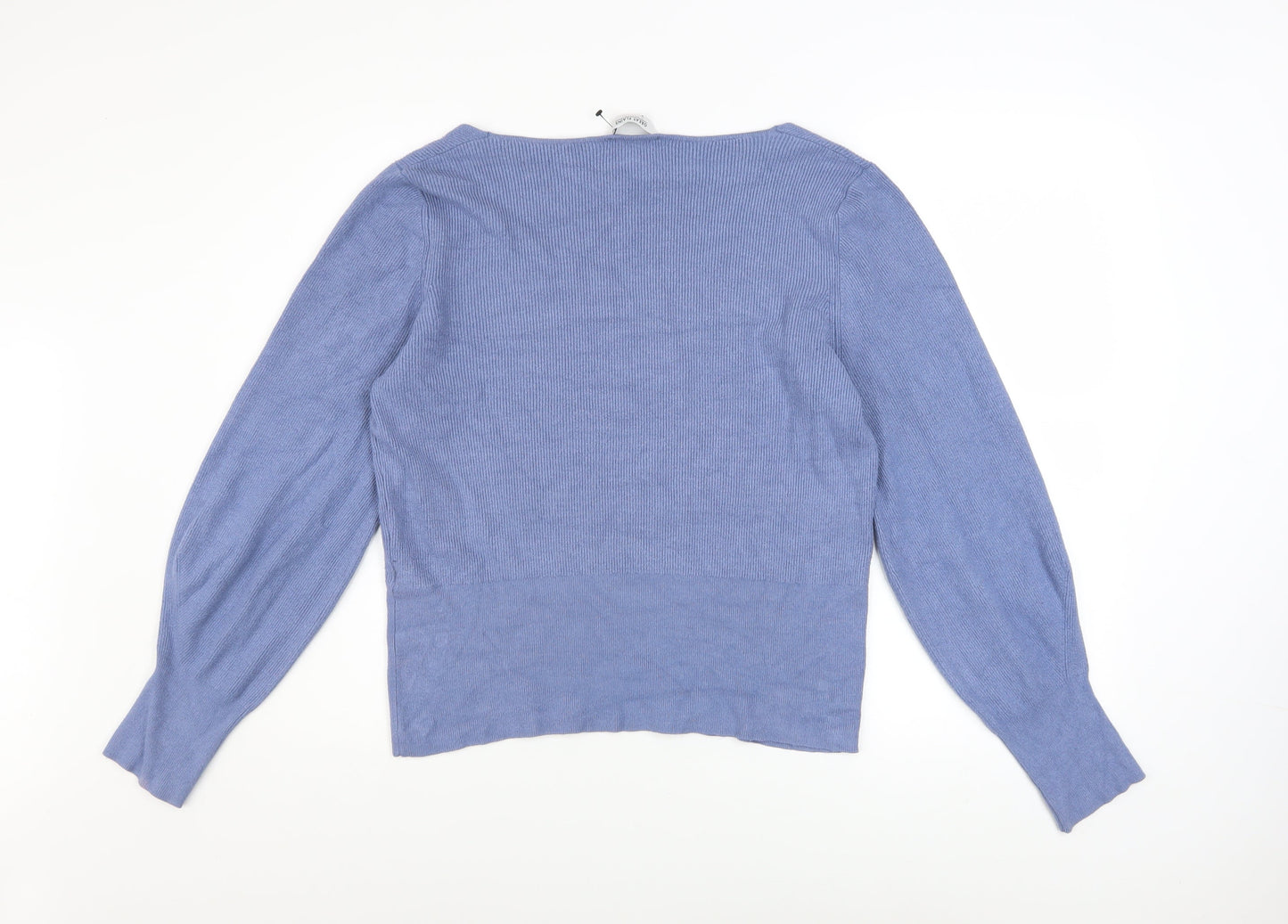 Great Plains Women Blue V-Neck Knit Jumper Size 14