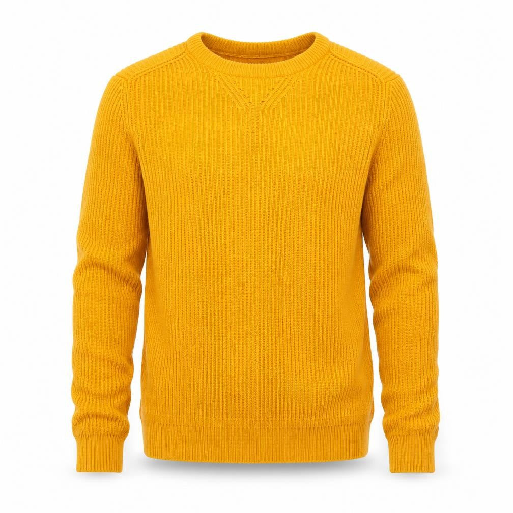 Zara Man Yellow Cotton Ribbed Crew Neck Men's M Pullover Jumper