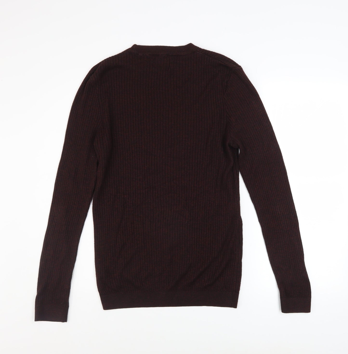 Topman Men’s Brown XL Ribbed Knit Crew Neck Pullover Jumper