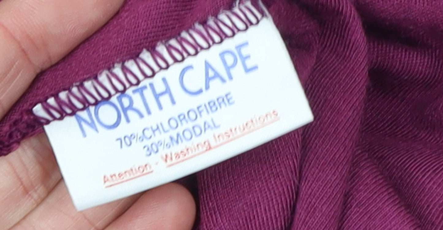 North Cape Womens Purple Long Sleeve Basic Crew Neck T-Shirt XL